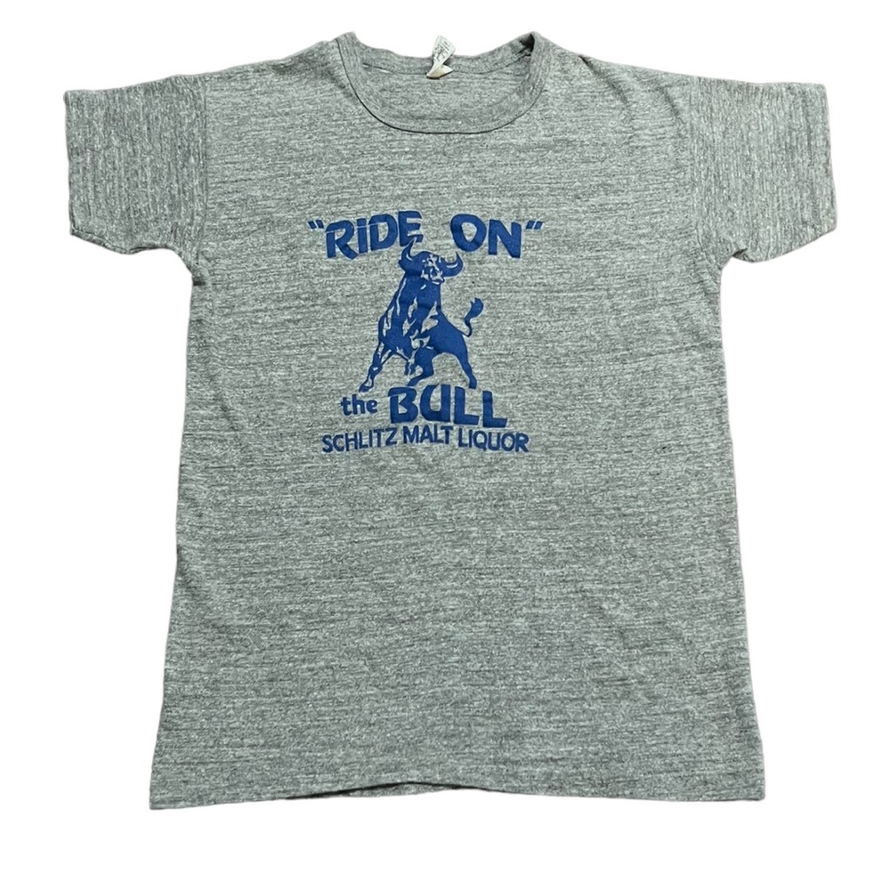 1970s SCHLITZ LIQUOR Ride The Bull Vintage T Shirt Large fits Small